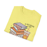 SMILEY BOOKS AND COFFEE Unisex Softstyle T-Shirt