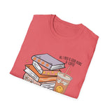 SMILEY BOOKS AND COFFEE Unisex Softstyle T-Shirt