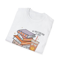 SMILEY BOOKS AND COFFEE Unisex Softstyle T-Shirt