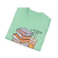 SMILEY BOOKS AND COFFEE Unisex Softstyle T-Shirt