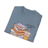 SMILEY BOOKS AND COFFEE Unisex Softstyle T-Shirt